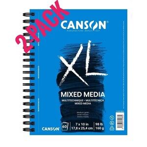 (2) Canson XL Mixed Media 7x10 Spiral Pad 60 Sheets 98lb Art Sketch Perforated
